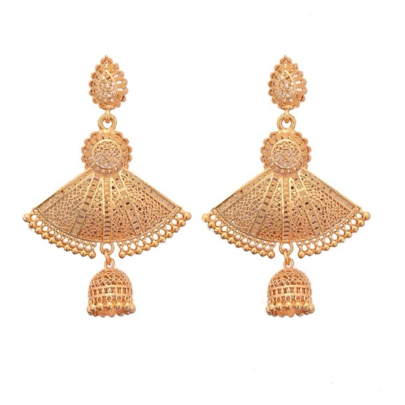 New- Statement Earrings, Gold Earrings, Africa Jewelry, Wedding Golf Earrings - Picture 6 of 8